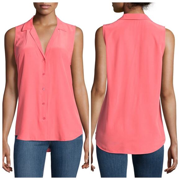 Equipment NWT Adalyn Pink-Red Sleeveless Silk Blouse - Picture 1 of 9